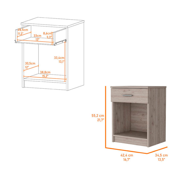 English Elm Pictor Compact Bedroom Nightstand with Single Drawer Open Shelf and Smooth Top B128P148961