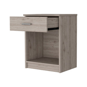 English Elm Pictor Compact Bedroom Nightstand with Single Drawer Open Shelf and Smooth Top B128P148961