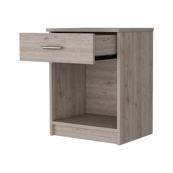 English Elm Pictor Compact Bedroom Nightstand with Single Drawer Open Shelf and Smooth Top B128P148961