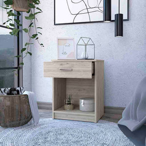 English Elm Pictor Compact Bedroom Nightstand with Single Drawer Open Shelf and Smooth Top B128P148961