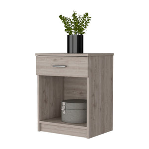 English Elm Pictor Compact Bedroom Nightstand with Single Drawer Open Shelf and Smooth Top B128P148961