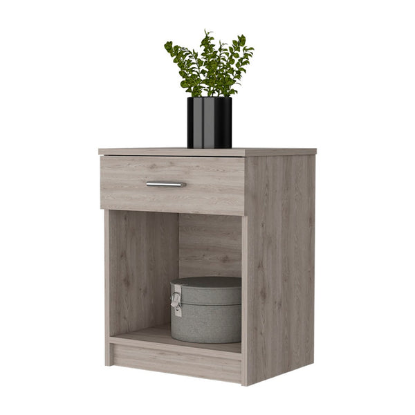English Elm Pictor Compact Bedroom Nightstand with Single Drawer Open Shelf and Smooth Top B128P148961