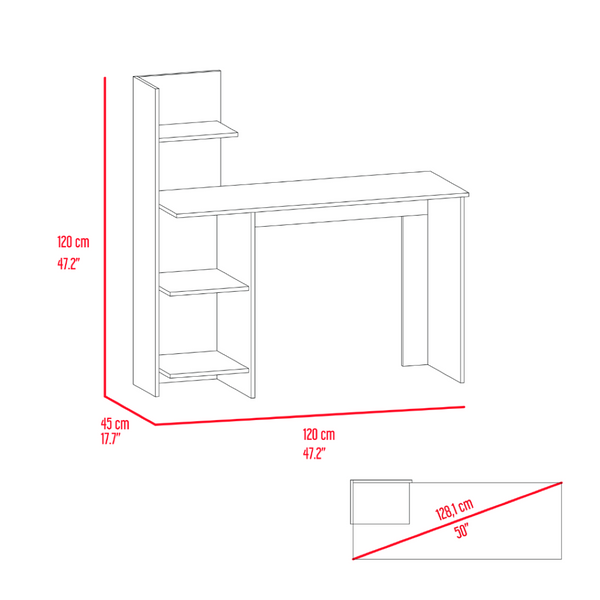 English Elm Tecoa Modern Writing Desk with Four Open Shelves for Home Office or Bedroom B128P148979