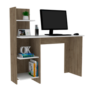 English Elm Tecoa Modern Writing Desk with Four Open Shelves for Home Office or Bedroom B128P148979