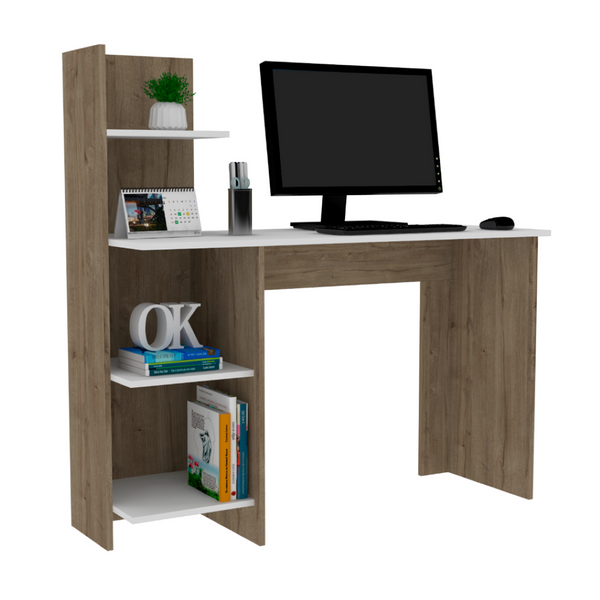 English Elm Tecoa Modern Writing Desk with Four Open Shelves for Home Office or Bedroom B128P148979