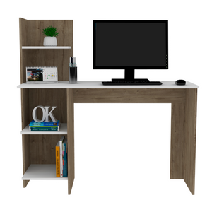 English Elm Tecoa Modern Writing Desk with Four Open Shelves for Home Office or Bedroom B128P148979