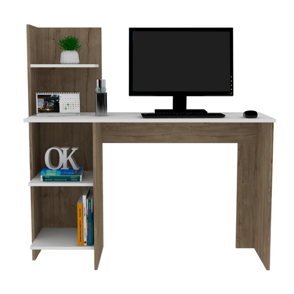 English Elm Tecoa Modern Writing Desk with Four Open Shelves for Home Office or Bedroom B128P148979