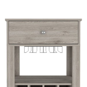 English Elm Ace Rolling Bar Cart with Twelve Wine Slots Drawer and Shelf for Entertaining Spaces B128P322487