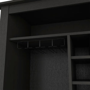 English Elm Future Wine Cabinet with Six Bottle Rack Open Shelf Drawer for Dining Room B128P322493