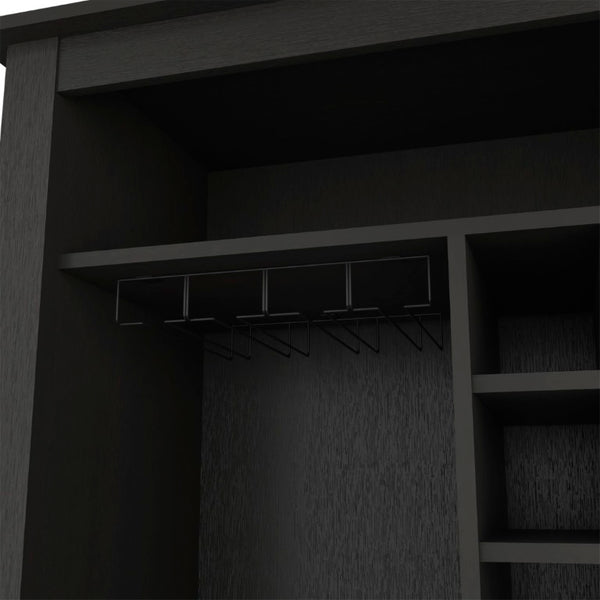 English Elm Future Wine Cabinet with Six Bottle Rack Open Shelf Drawer for Dining Room B128P322493