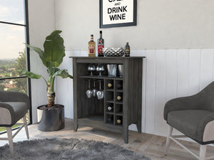 English Elm Future Bar Cabinet with Six Bottle Wine Rack Open Shelf Drawer for Dining Rooms B128P322495