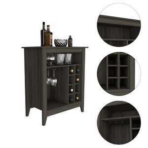 English Elm Future Bar Cabinet with Six Bottle Wine Rack Open Shelf Drawer for Dining Rooms B128P322495