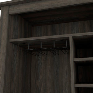 English Elm Future Bar Cabinet with Six Bottle Wine Rack Open Shelf Drawer for Dining Rooms B128P322495