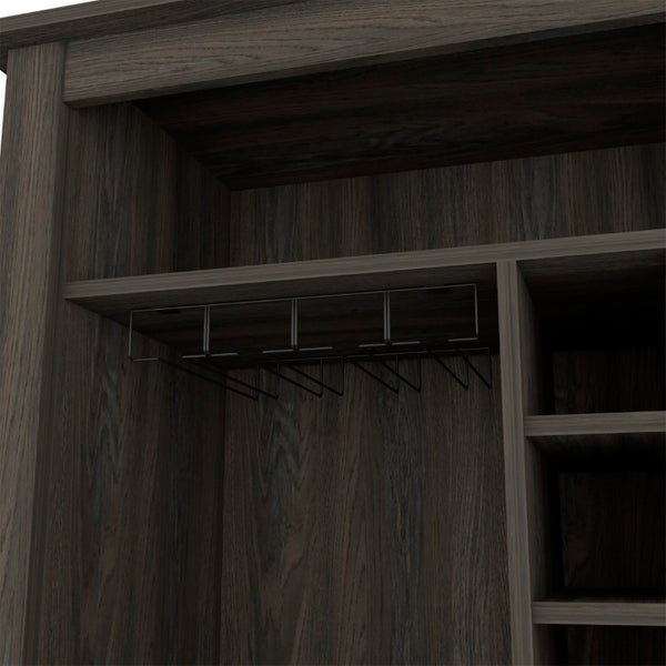 English Elm Future Bar Cabinet with Six Bottle Wine Rack Open Shelf Drawer for Dining Rooms B128P322495