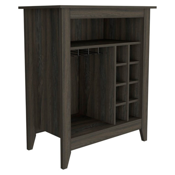 English Elm Future Bar Cabinet with Six Bottle Wine Rack Open Shelf Drawer for Dining Rooms B128P322495