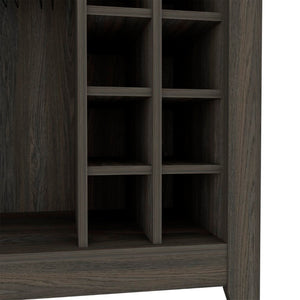 English Elm Future Bar Cabinet with Six Bottle Wine Rack Open Shelf Drawer for Dining Rooms B128P322495