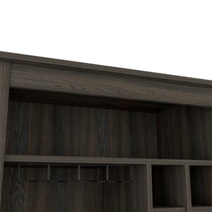 English Elm Future Bar Cabinet with Six Bottle Wine Rack Open Shelf Drawer for Dining Rooms B128P322495
