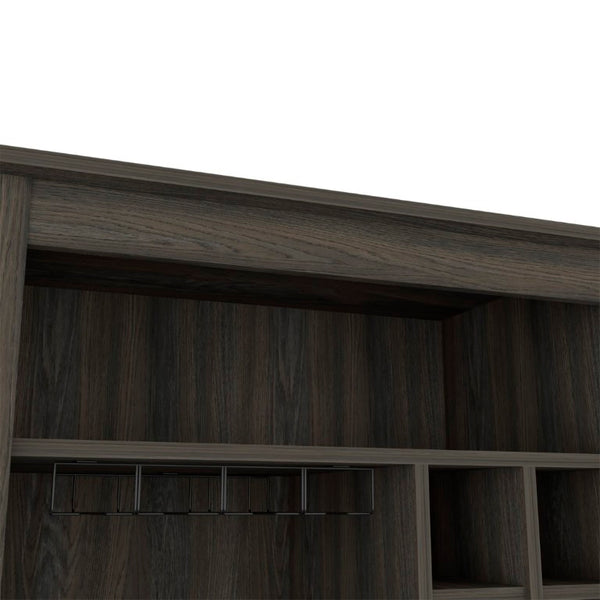 English Elm Future Bar Cabinet with Six Bottle Wine Rack Open Shelf Drawer for Dining Rooms B128P322495