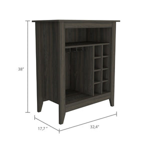 English Elm Future Bar Cabinet with Six Bottle Wine Rack Open Shelf Drawer for Dining Rooms B128P322495