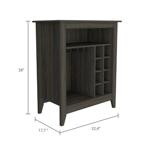 English Elm Future Bar Cabinet with Six Bottle Wine Rack Open Shelf Drawer for Dining Rooms B128P322495