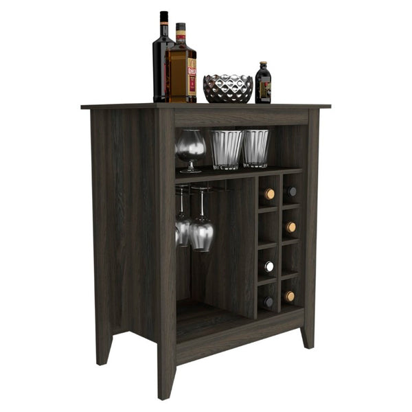 English Elm Future Bar Cabinet with Six Bottle Wine Rack Open Shelf Drawer for Dining Rooms B128P322495