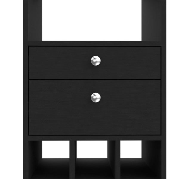 English Elm Hype Slim Bar Cabinet with Twelve Bottle Wine Rack Two Drawers and Open Shelf B128P322496