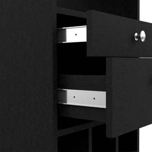 English Elm Hype Slim Bar Cabinet with Twelve Bottle Wine Rack Two Drawers and Open Shelf B128P322496