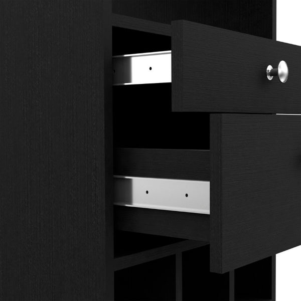 English Elm Hype Slim Bar Cabinet with Twelve Bottle Wine Rack Two Drawers and Open Shelf B128P322496