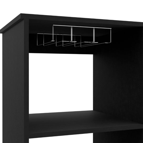 English Elm Hype Slim Bar Cabinet with Twelve Bottle Wine Rack Two Drawers and Open Shelf B128P322496
