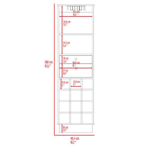 English Elm Hype Slim Bar Cabinet with Twelve Bottle Wine Rack Two Drawers and Open Shelf B128P322496