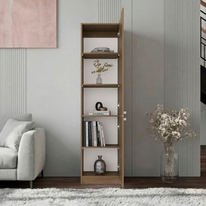 English Elm Kudai Slim Oak Storage Cabinet Five Shelves Scandinavian Minimalist Hallway Organizer B128P485420