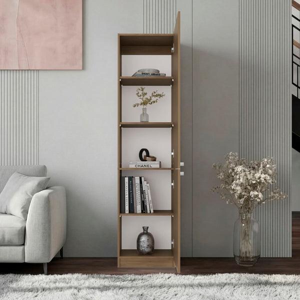 English Elm Kudai Slim Oak Storage Cabinet Five Shelves Scandinavian Minimalist Hallway Organizer B128P485420