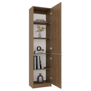 English Elm Kudai Slim Oak Storage Cabinet Five Shelves Scandinavian Minimalist Hallway Organizer B128P485420