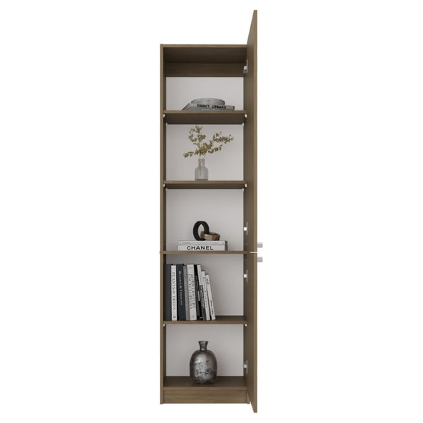 English Elm Kudai Slim Oak Storage Cabinet Five Shelves Scandinavian Minimalist Hallway Organizer B128P485420