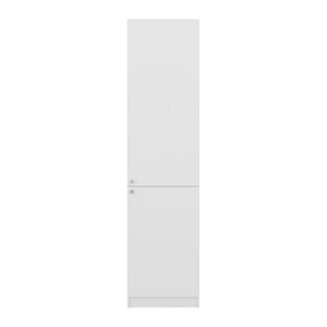 English Elm Kudai Slim Tall Storage Cabinet Five Open Shelves Concealed Door Modern White B128P485421