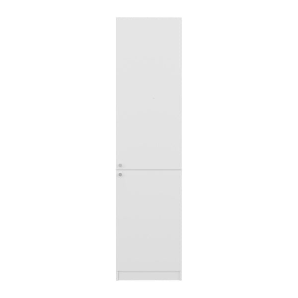 English Elm Kudai Slim Tall Storage Cabinet Five Open Shelves Concealed Door Modern White B128P485421