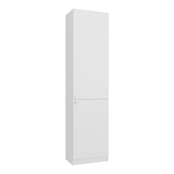 English Elm Kudai Slim Tall Storage Cabinet Five Open Shelves Concealed Door Modern White B128P485421