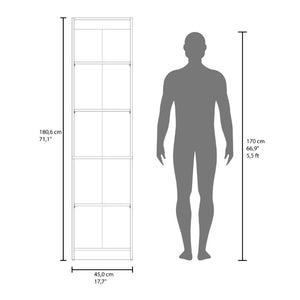 English Elm Kudai Slim Tall Storage Cabinet Five Open Shelves Concealed Door Modern White B128P485421