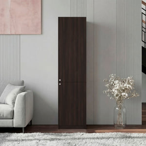 English Elm Kudai Tall Narrow Walnut Bookcase with Door Five Shelf Modern Home Storage Unit B128P485422