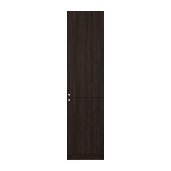 English Elm Kudai Tall Narrow Walnut Bookcase with Door Five Shelf Modern Home Storage Unit B128P485422