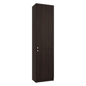 English Elm Kudai Tall Narrow Walnut Bookcase with Door Five Shelf Modern Home Storage Unit B128P485422