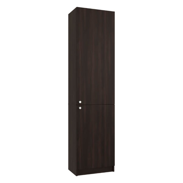 English Elm Kudai Tall Narrow Walnut Bookcase with Door Five Shelf Modern Home Storage Unit B128P485422