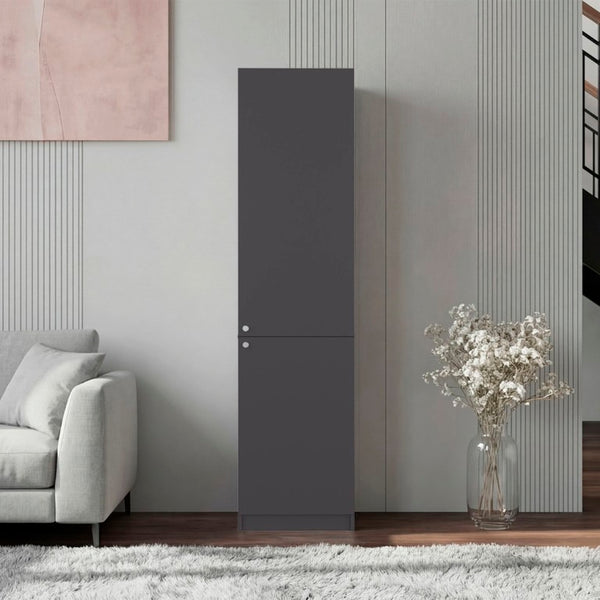 English Elm Kudai Slim Five Shelf Storage Cabinet in Matte Grey for Hallway or Bedroom B128P485423