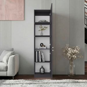 English Elm Kudai Slim Five Shelf Storage Cabinet in Matte Grey for Hallway or Bedroom B128P485423