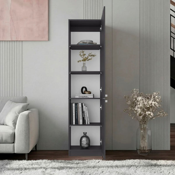 English Elm Kudai Slim Five Shelf Storage Cabinet in Matte Grey for Hallway or Bedroom B128P485423