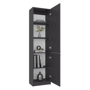 English Elm Kudai Slim Five Shelf Storage Cabinet in Matte Grey for Hallway or Bedroom B128P485423