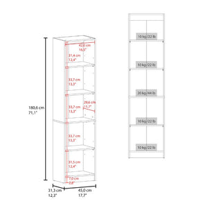 English Elm Kudai Slim Five Shelf Storage Cabinet in Matte Grey for Hallway or Bedroom B128P485423
