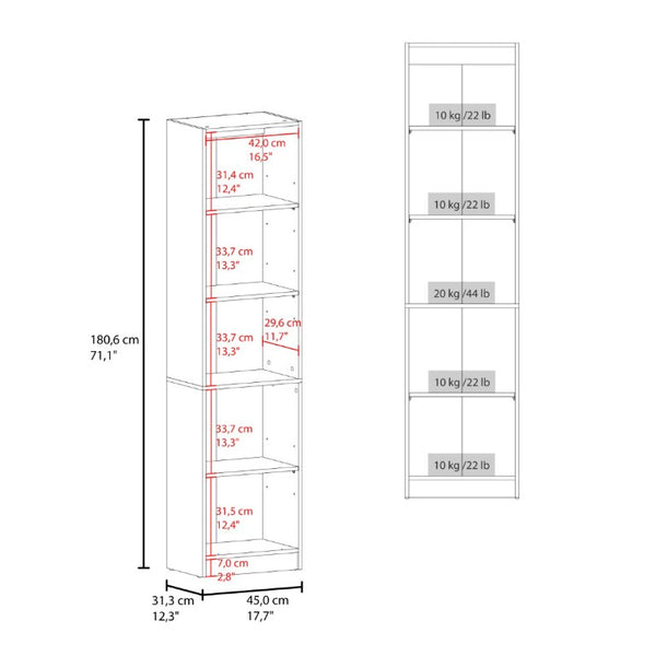 English Elm Kudai Slim Five Shelf Storage Cabinet in Matte Grey for Hallway or Bedroom B128P485423