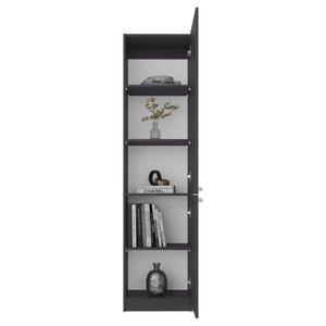 English Elm Kudai Slim Five Shelf Storage Cabinet in Matte Grey for Hallway or Bedroom B128P485423