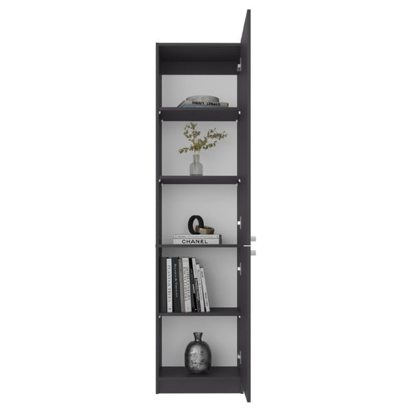 English Elm Kudai Slim Five Shelf Storage Cabinet in Matte Grey for Hallway or Bedroom B128P485423
